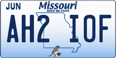 MO license plate AH2I0F