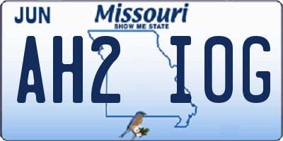 MO license plate AH2I0G