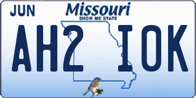 MO license plate AH2I0K