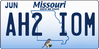 MO license plate AH2I0M