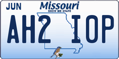 MO license plate AH2I0P