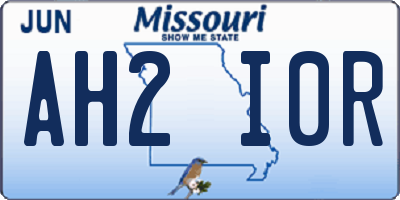 MO license plate AH2I0R