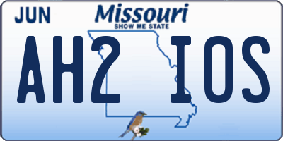 MO license plate AH2I0S