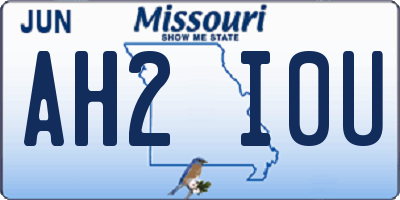 MO license plate AH2I0U