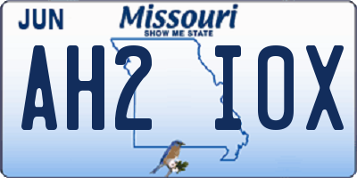 MO license plate AH2I0X
