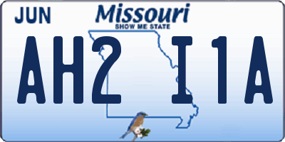 MO license plate AH2I1A