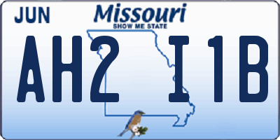 MO license plate AH2I1B