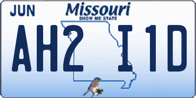 MO license plate AH2I1D
