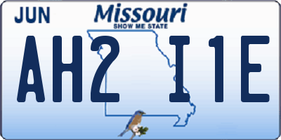 MO license plate AH2I1E