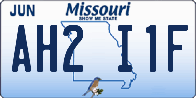 MO license plate AH2I1F