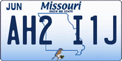 MO license plate AH2I1J