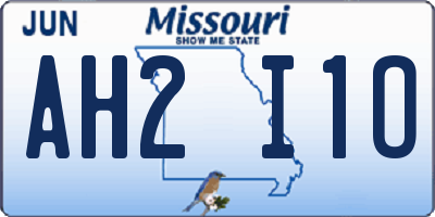 MO license plate AH2I1O