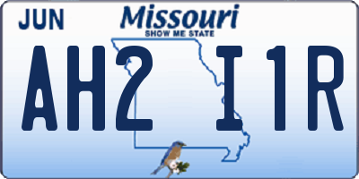 MO license plate AH2I1R