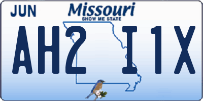 MO license plate AH2I1X