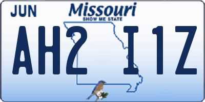MO license plate AH2I1Z