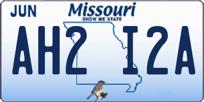 MO license plate AH2I2A