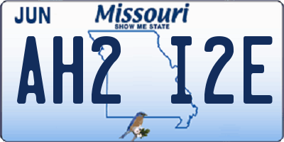 MO license plate AH2I2E