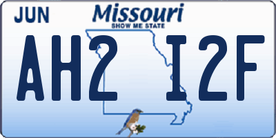 MO license plate AH2I2F