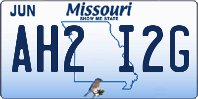 MO license plate AH2I2G