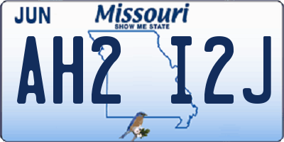 MO license plate AH2I2J