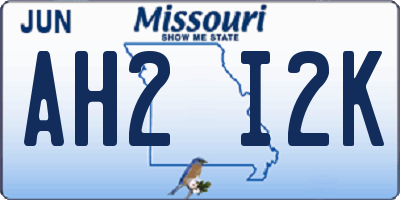 MO license plate AH2I2K