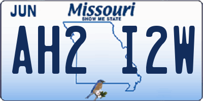 MO license plate AH2I2W