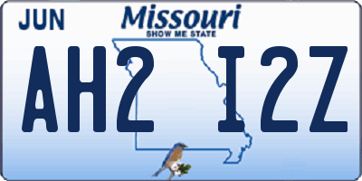 MO license plate AH2I2Z