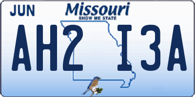 MO license plate AH2I3A