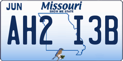 MO license plate AH2I3B