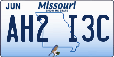 MO license plate AH2I3C