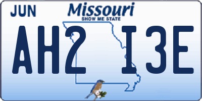 MO license plate AH2I3E