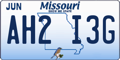 MO license plate AH2I3G