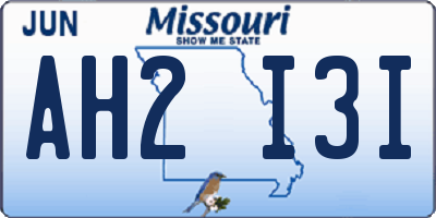 MO license plate AH2I3I