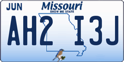 MO license plate AH2I3J