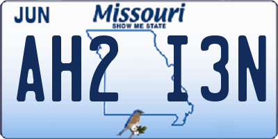 MO license plate AH2I3N