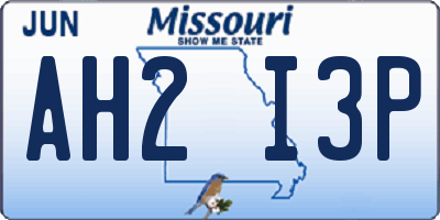 MO license plate AH2I3P