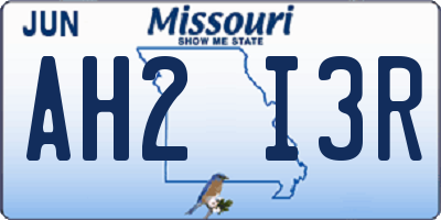 MO license plate AH2I3R