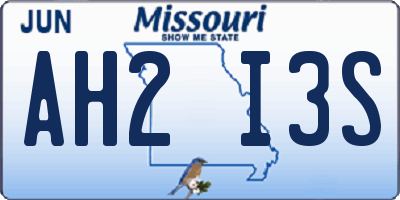 MO license plate AH2I3S