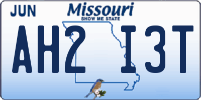 MO license plate AH2I3T