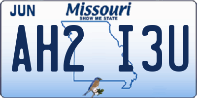 MO license plate AH2I3U