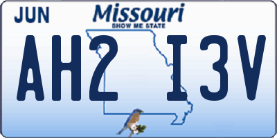 MO license plate AH2I3V