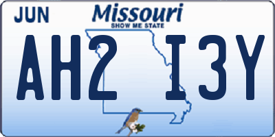 MO license plate AH2I3Y
