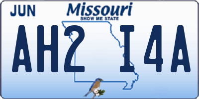 MO license plate AH2I4A