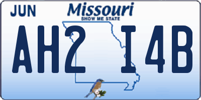 MO license plate AH2I4B