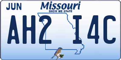 MO license plate AH2I4C