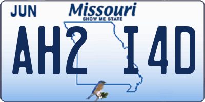 MO license plate AH2I4D