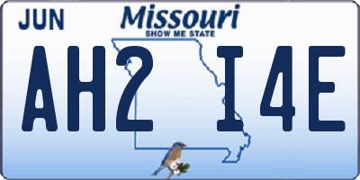 MO license plate AH2I4E