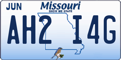 MO license plate AH2I4G