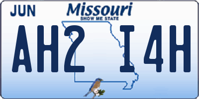 MO license plate AH2I4H