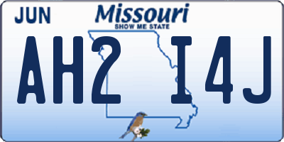 MO license plate AH2I4J